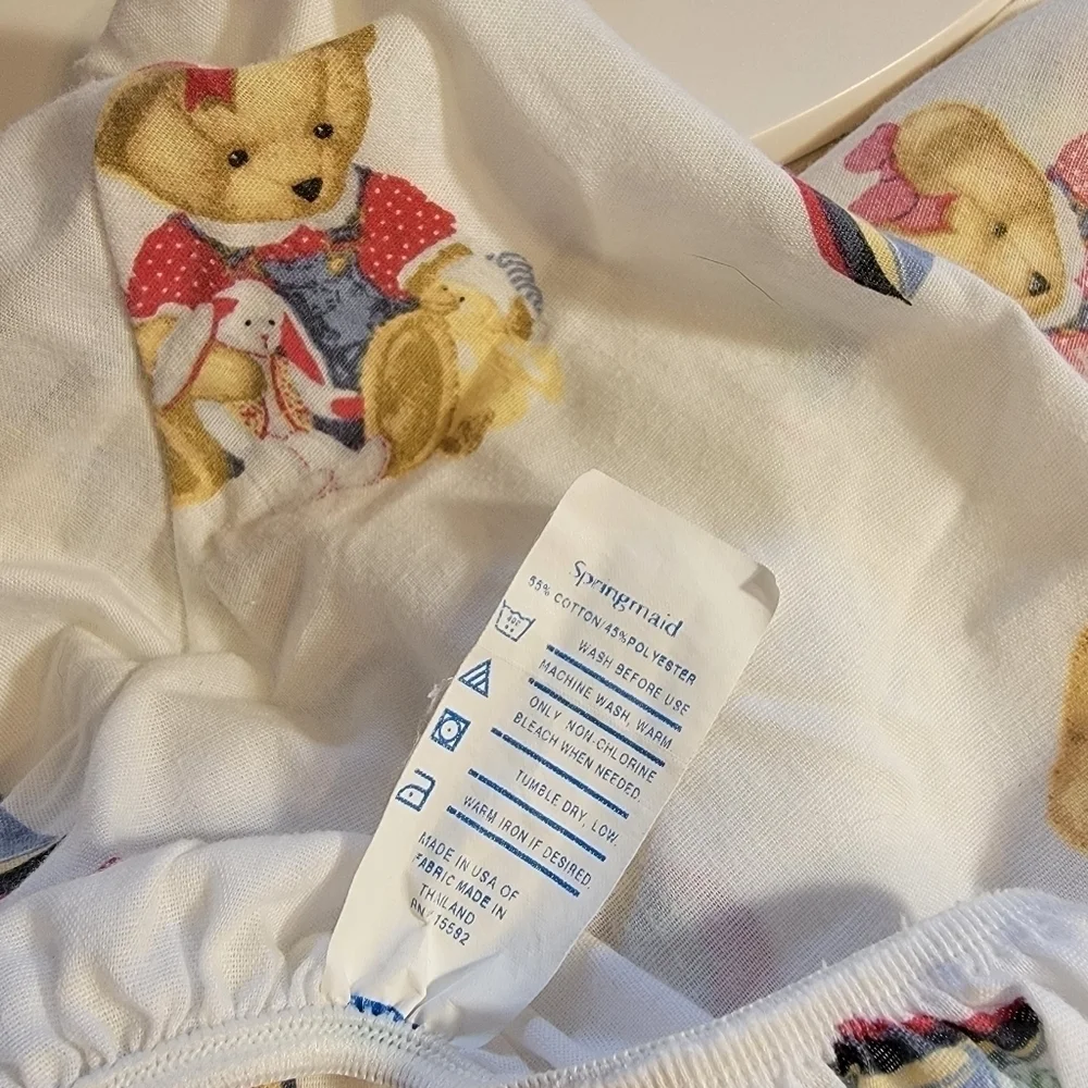 Vintage 80's Springmaid Bears Unisex Crib Bed Fitted Sheet Made in USA T47